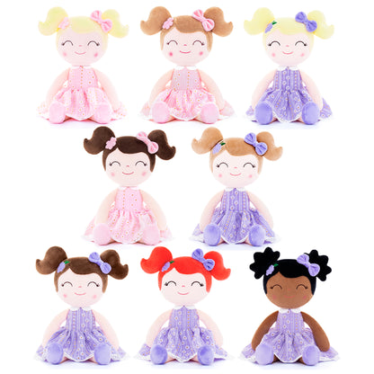 Personalized African American Plush Doll – Black Hair with a Pastel Pink Dress