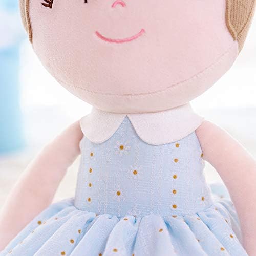 Personalized Spring Blue Plush Doll – Light Brown Hair with Light Blue Dress