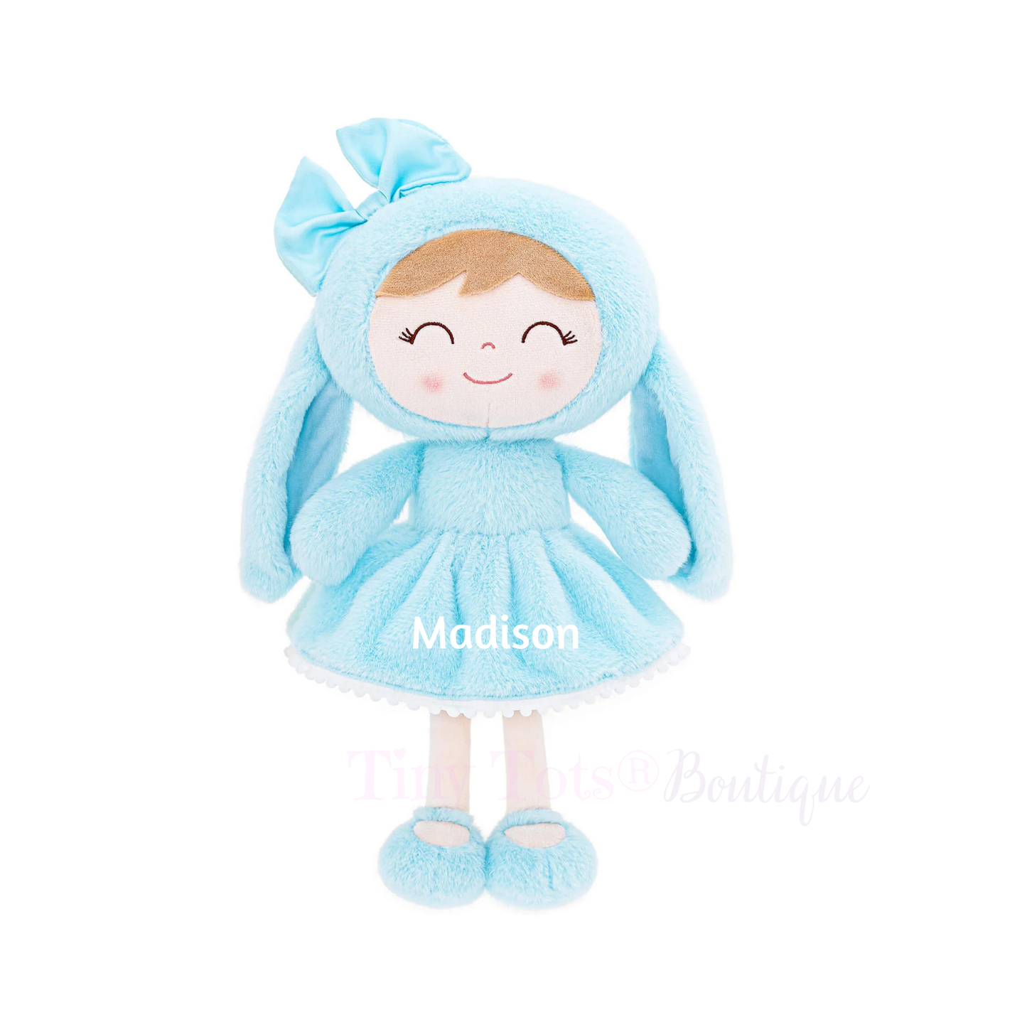 Personalized Aqua Bunny Plush Doll