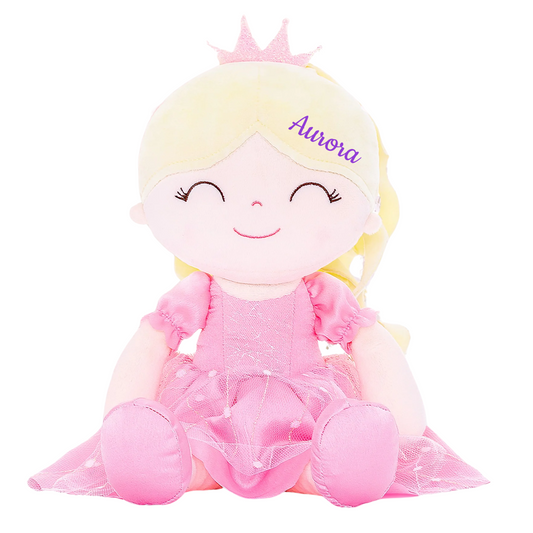 Personalized Princess Plush Doll – Blonde Hair with a Pink Dress