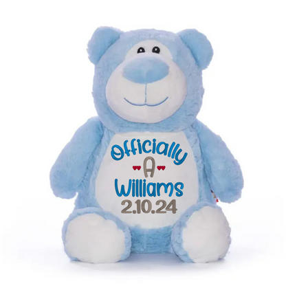 Personalized Officially "A" Adoption Stuffed Animal