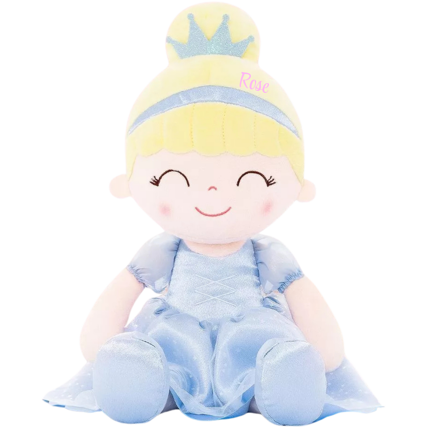 Personalized Princess Plush Doll – Blonde Hair with a Blue Dress