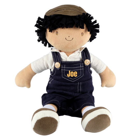 Personalized Boy Plush Doll in Denim Overalls - Joe