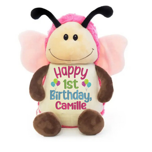 Personalized Birthday Stuffed Animal with Balloons