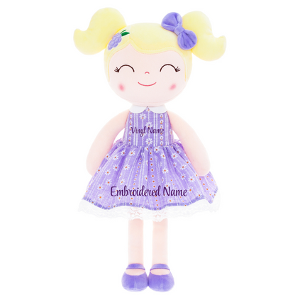 Personalized Plush Doll – Blonde Hair with a Lilac Dress