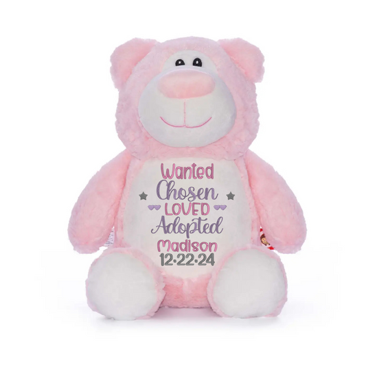 Personalized "Wanted, Chosen, Loved" Adoption Stuffed Animal