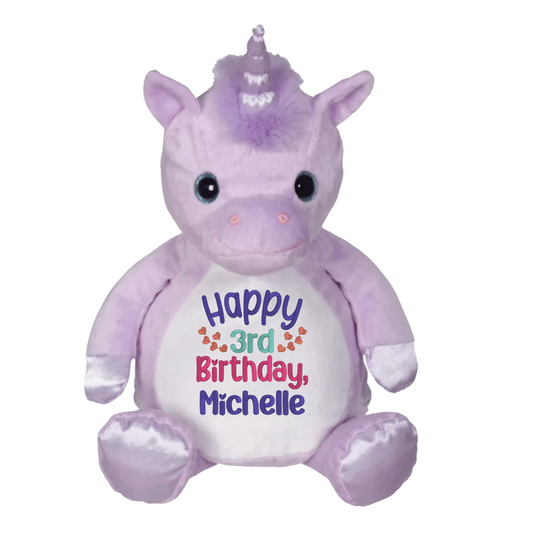 Personalized Birthday Stuffed Animal with Hearts