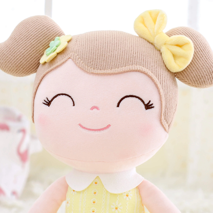 Personalized Plush Doll – Light Brown Hair with a Yellow Dress