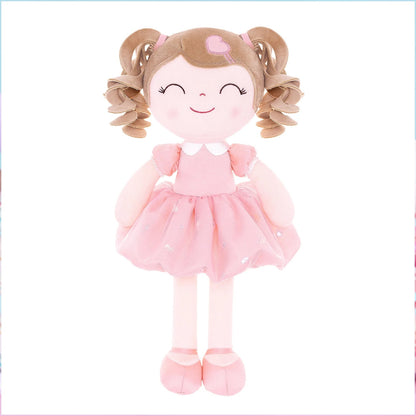 Personalized Plush Doll – Light Brown Curly Hair with a Pink Dress